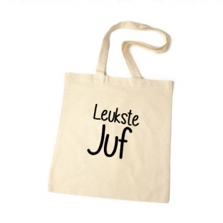 Katoenen tas met opdruk Leukste Juf